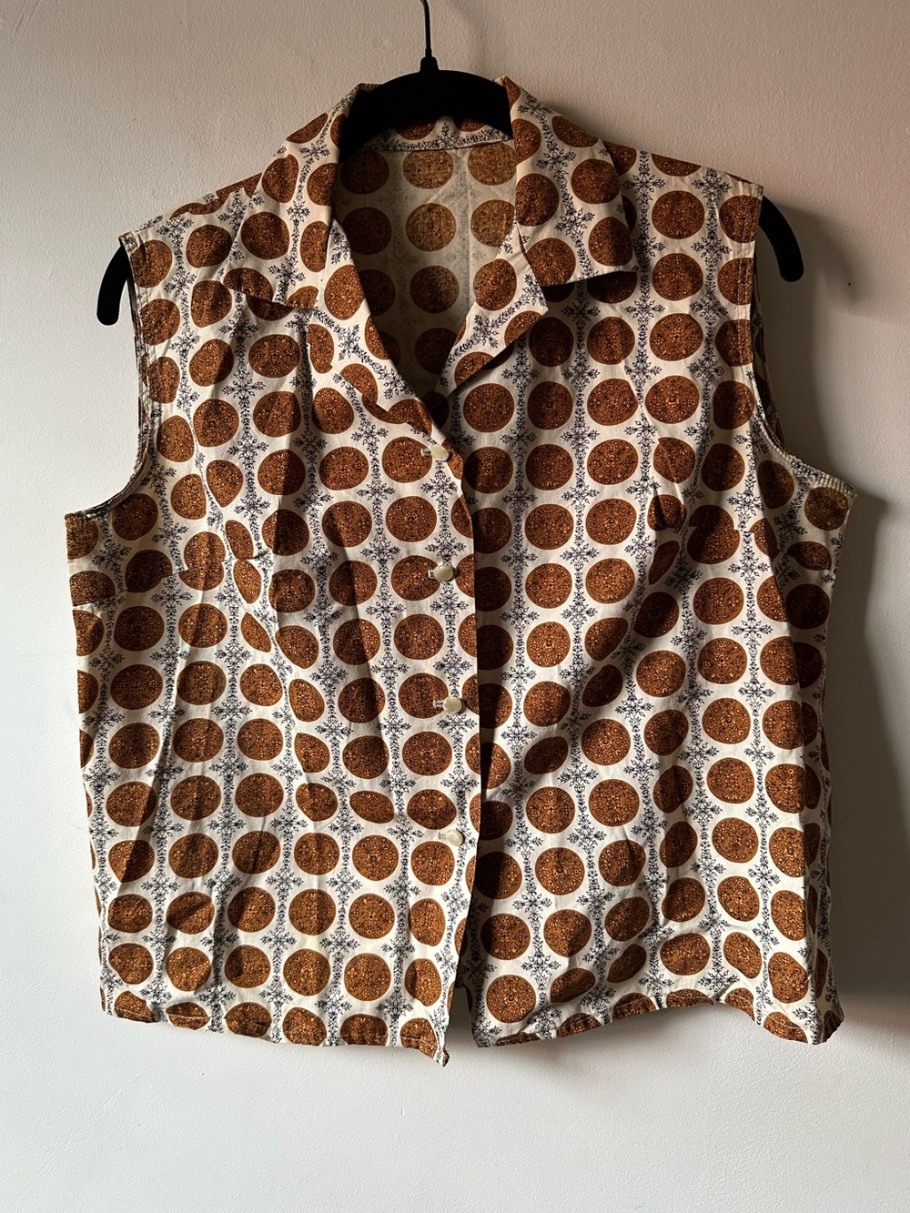 Vintage 70s Circle Floral Vest Retro Groovy Boho